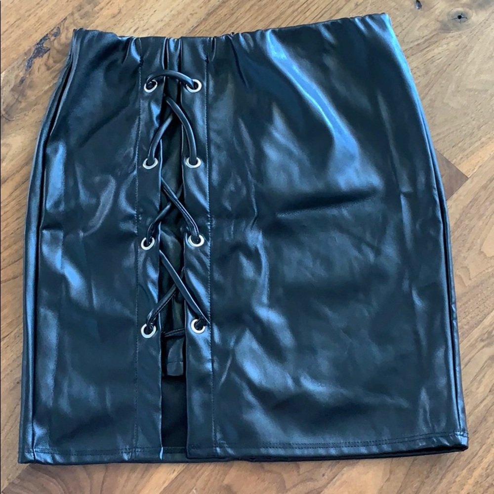 Black leather skirt
